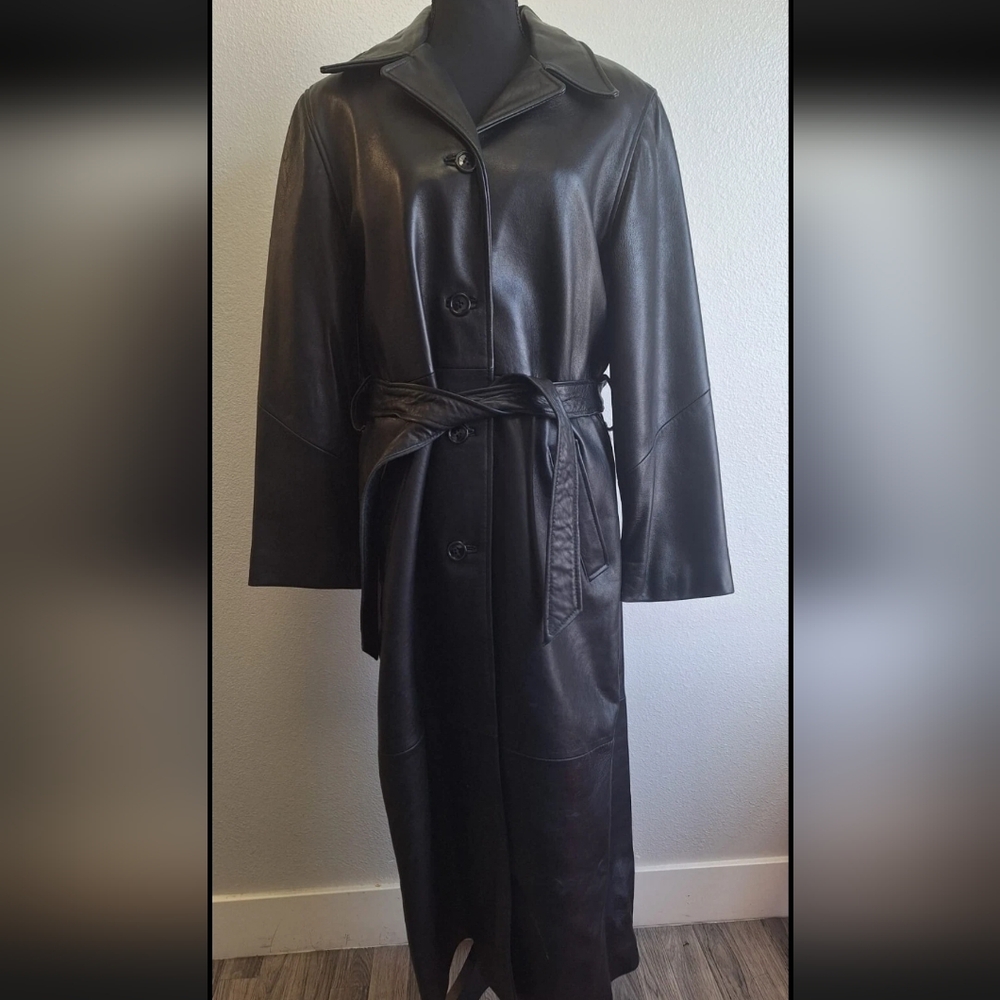 Elegant Black Leather Coat